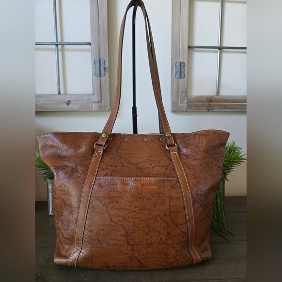 Patricia Nash Benvenuto European Map Tote  100% Full Grain Leather - Picture 11 of 15